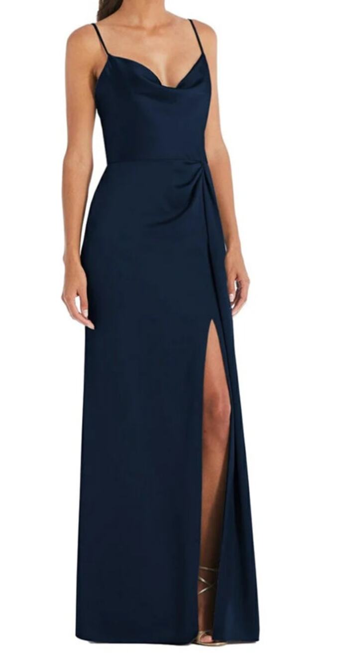 Dessy Collection Cowl-Neck Draped Wrap Maxi Dress With Front Slit NWT Size 24W - Picture 1 of 11